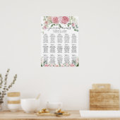 Poster Pink Blush Floral Flowers Wedding Seating Chart (Cuisine)