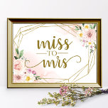 Poster Pink Blush Floral Géométrique Mlle À Mme Signe<br><div class="desc">Pink Blush Floral Géométrique Mlle À Mme Signe</div>