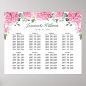 Poster Pink Blush Hydrangea Floral 8 Tables CHART DE SIÈG (Devant)