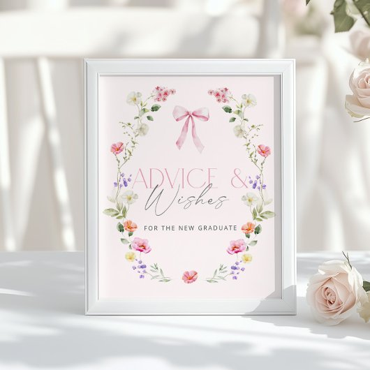 Poster Pink Bow Advice and wishes for graduate