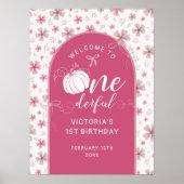 POSTER PINK BOW & ARCH FALL PUMPKIN FLOWERS BIRTHDAY (Devant)