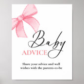 Poster Pink Bow baby Advice baby shower Jeu (Devant)