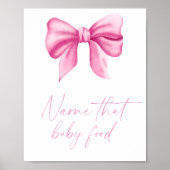 Poster Pink bow baby shower nom que bébé aliment jeu (Devant)
