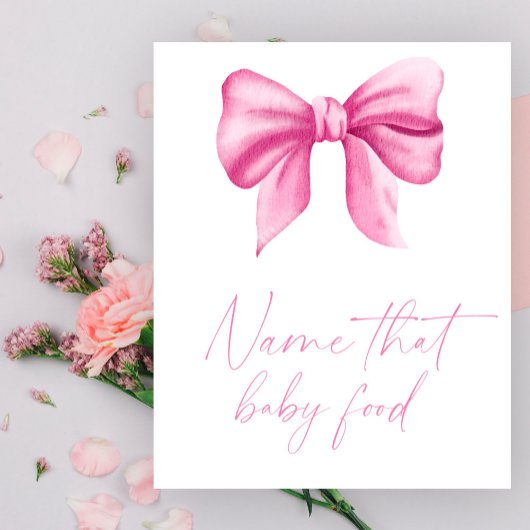 Poster Pink bow baby shower nom que bébé aliment jeu
