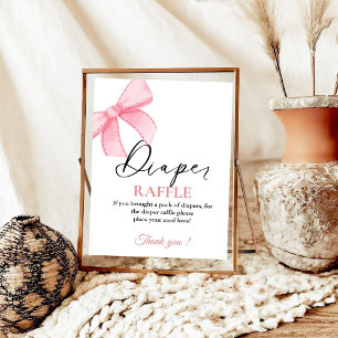 Poster Pink Bow bébé Diaper baby shower de jeu enseigne