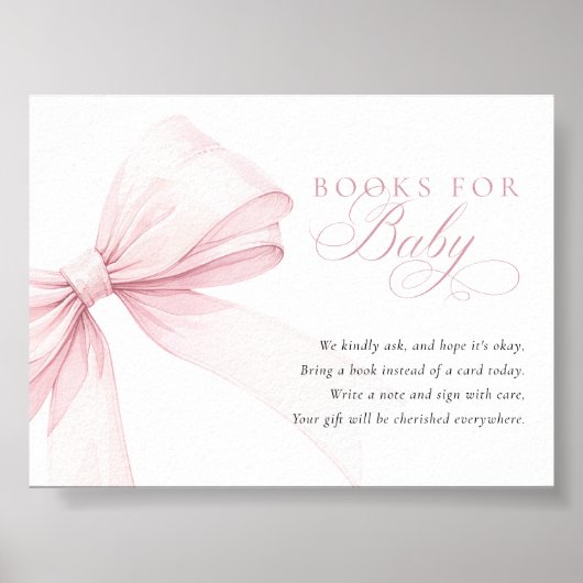 Poster Pink Bow Books for Baby - Digital Download Card (Devant)