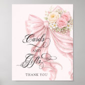 Poster Pink Bow Bridal Shower Cards and Gifts (Devant)