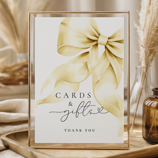 Poster Pink Bow Bridal Shower Cards & Gifts Table Sign