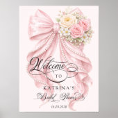Poster Pink Bow Bridal Shower Welcome  (Devant)