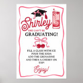 Poster Pink Bow Cherries Graduation Shirley Drink Bar (Devant)