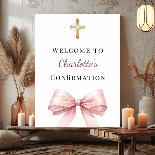 Poster Pink bow Confirmation welcome