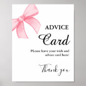 Poster Pink Bow Conseils signe de douche nuptiale (Devant)
