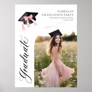 Poster Pink Bow Coquette Graduate Cap Bienvenue