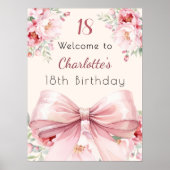 Poster Pink bow crème fleurons anniversaire signe de bien (Devant)