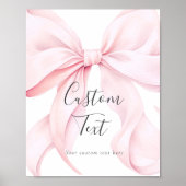 Poster Pink Bow Custom Text Table Sign (Devant)