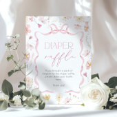 Poster Pink Bow Diaper raffle Wildflower Baby shower