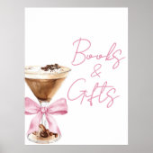 Poster Pink Bow Espresso Shower Books and Gifts Sign (Devant)