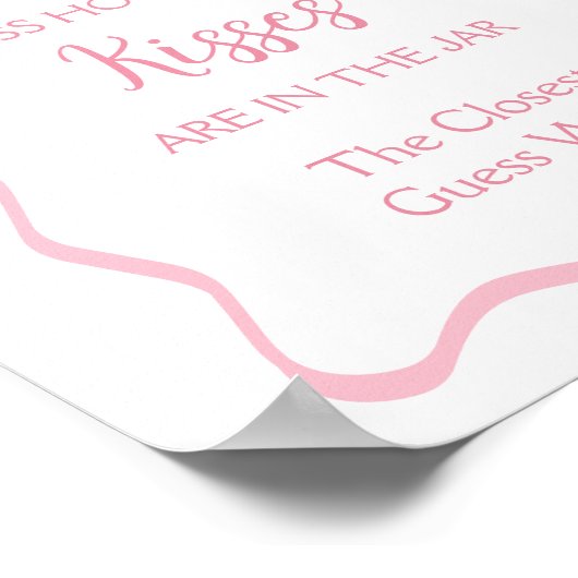 Poster Pink Bow Fête des mariées Devine Combien De Baiser (Coin)