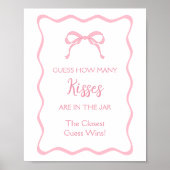 Poster Pink Bow Fête des mariées Devine Combien De Baiser (Devant)