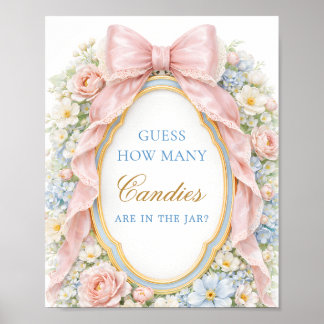 Poster Pink Bow Floral Baby Guess How Many Candies
