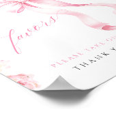 Poster Pink Bow Floral Baby Shower Favors Table Sign (Coin)