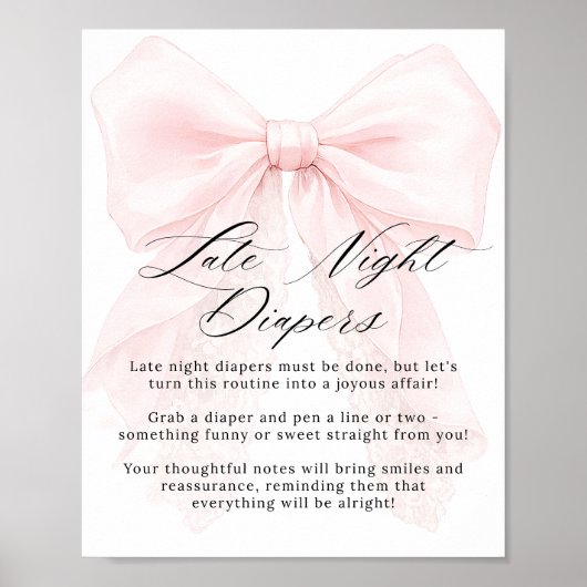 Poster Pink Bow Girl Modern Baby Shower Game (Devant)