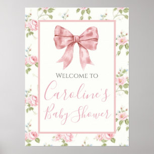 Poster Pink Bow Girl Preppy Baby shower Sud
