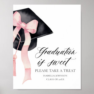 Poster Pink Bow Gradation Casquette Graduation est Sweet 