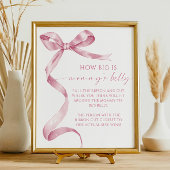 Poster Pink Bow How Big is Mommy's Belly Baby shower Jeu