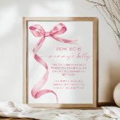 Poster Pink Bow How Big is Mommy's Belly Baby shower Jeu