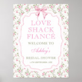 Poster Pink Bow Love Shack Fiance Fête des mariées Bienve (Devant)