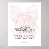Poster Pink Bow moderne élégante bébé fille douche (Devant)
