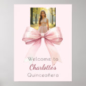 Poster Pink bow photo Quinceanera welcome (Devant)