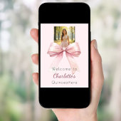 Poster Pink bow photo Quinceanera welcome