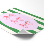 Poster Pink Bow sur Green Strike Motif Wall Art Imprimer (Coin)