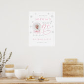 Poster Pink Bow Winter First Birthday Welcome Sign (Cuisine)