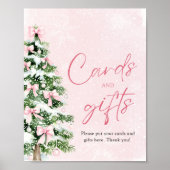 Poster Pink Bows Arbre de Noël Cartes et Cadeaux (Devant)