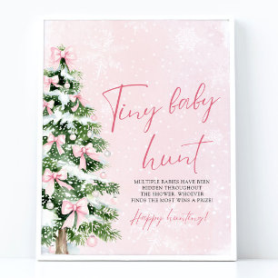 Poster Pink Bows Christmas Tree Minuscule jeu de chasse p