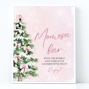 Poster Pink Bows Christmas Tree Snowflacon Momosa Bar Sig