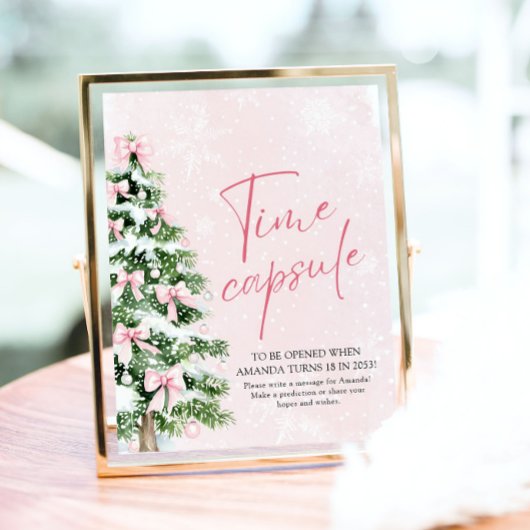 Poster Pink Bows Noël Arbre Temps Capsule Jeu Signe