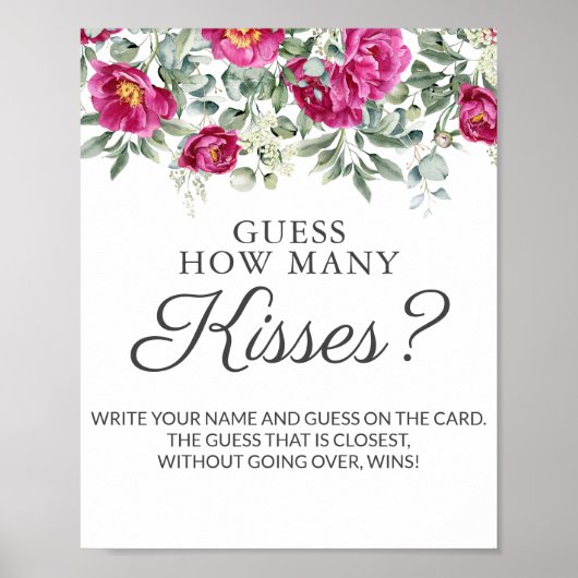 Poster Pink Bridal Shower Guess Kisses Game (Devant)