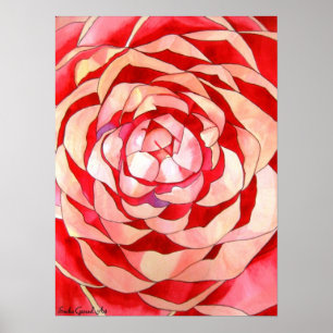 Poster Pink Camellia abstract art painting original