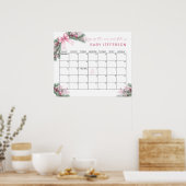 Poster Pink Christmas Baby Shower Guess Due Date Calendar (Cuisine)