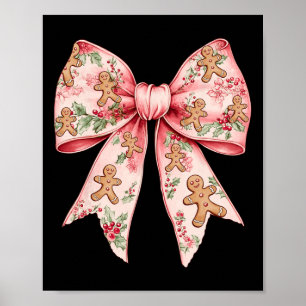 Poster Pink Christmas Bow Coquette Xmas Gingbread Femmes