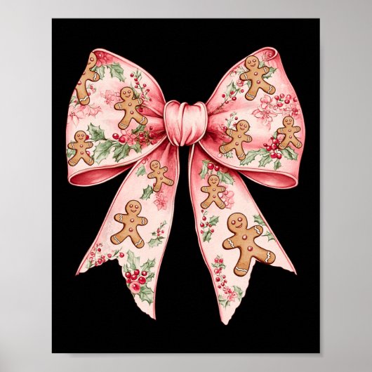 Poster Pink Christmas Bow Coquette Xmas Gingbread Femmes (Devant)