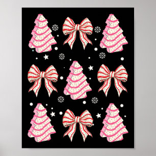 Poster Pink Christmas Tree Cake tendance Coquette Bow Chr