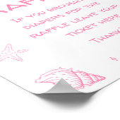 Poster Pink Coastal Beach Baby Shower Diaper Raffle  (Coin)