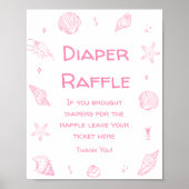 Poster Pink Coastal Beach Baby Shower Diaper Raffle  (Devant)