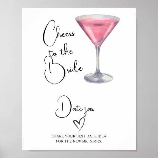 Poster Pink cocktail Bridal shower Date night ideas (Devant)