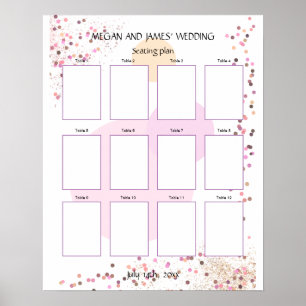 Poster Pink Confetti Circles Blank 12Table Seating Plan